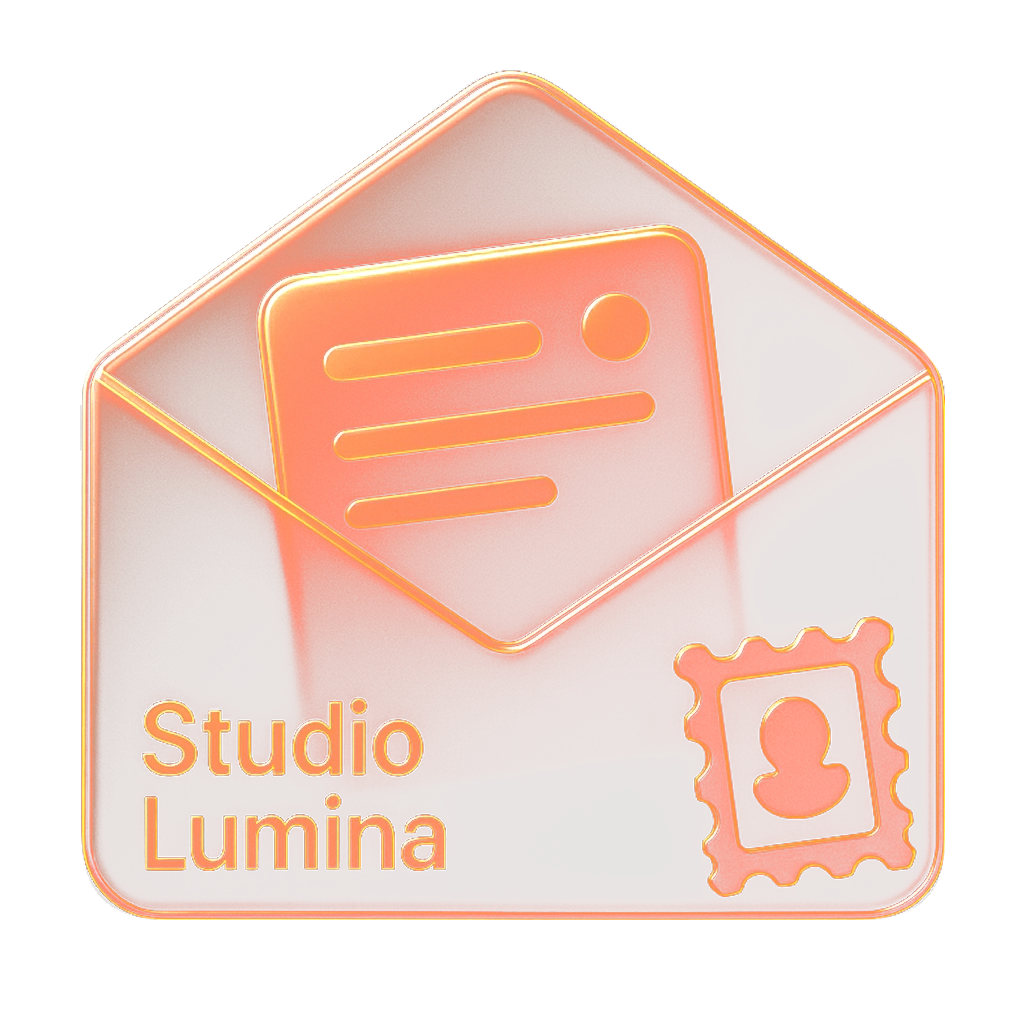 Icône d’enveloppe orange Studio Lumina illustrant le formulaire de contact
